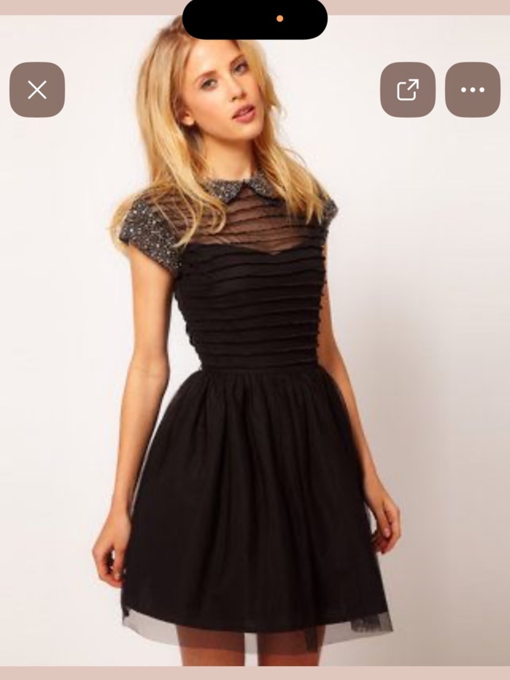 ASOS babydoll Black Beaded Collar backless  Mini Dress NWT size 6